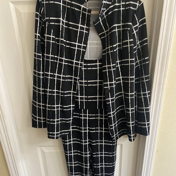 Shein 3-Piece Black & White Checkered Pantsuit – Women’s Modern Power Look - Picture 6 of 13